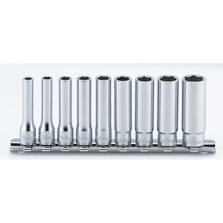 Ko-Ken Socket set 3/16-1/2 6 Point 150mm 9 pieces 1/4 Sq. Drive, RS2300A/9 RS2300A/9